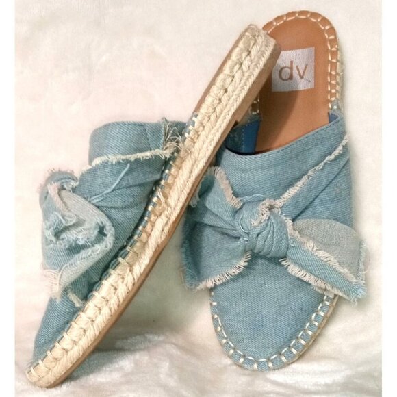 DV Espadrille Denim Bow Sandals Slip-On Style Size 7 - Picture 1 of 5
